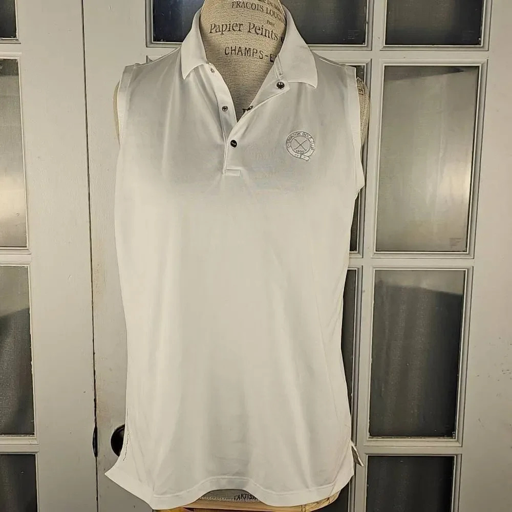 RLX Ralph Lauren Womens White Classic‎ Fit Wicking Sleeveless Polo Shirt Medium